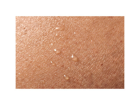 Human skin patch detailed texture with sweat micro droplets realistic pores hydration fitness wellness texture isolated on transparent background
