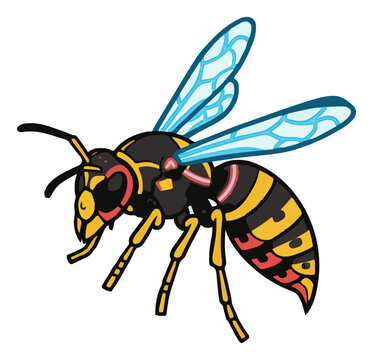 Wasp insect isometric view vector illustration on wh.... Generative AI