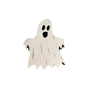 Halloween season. A whimsical, adorable, ghost illustration sans text on a glowing backdrop. A modern art mashup