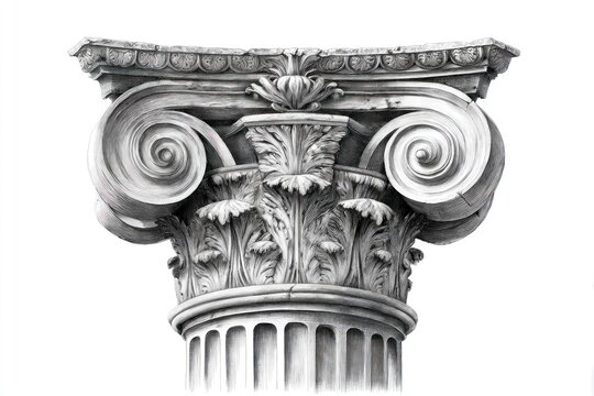 Ionic order column capital with transparent background