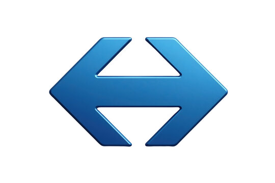 Glossy blue bidirectional horizontal arrow