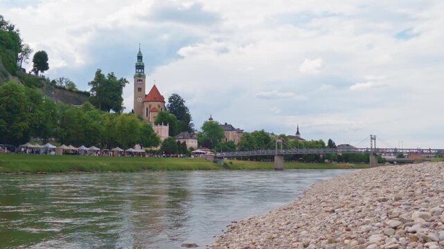 Christuskirche and Salzach River in Salzburg, Austria