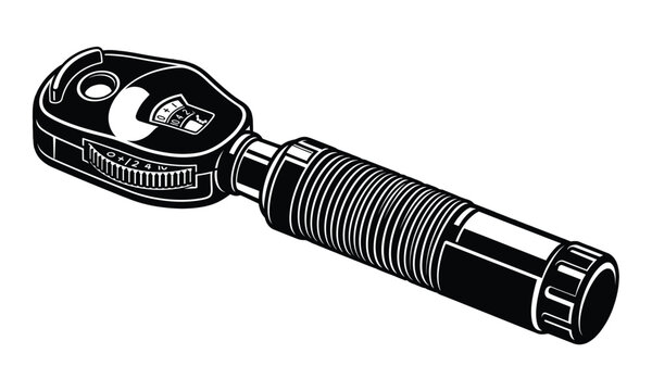 Black and white ophthalmoscope medical tool