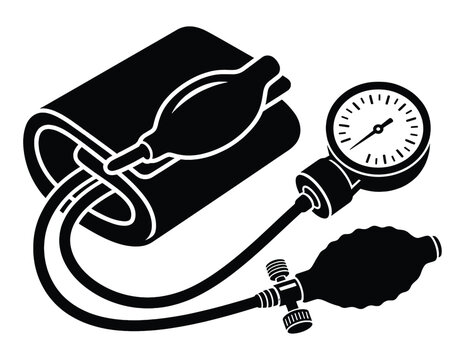 Black and white blood pressure monitor icon