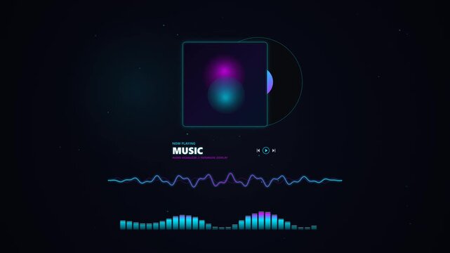 Background Music Animation, Digital Audio Waveform and Sound Visualization