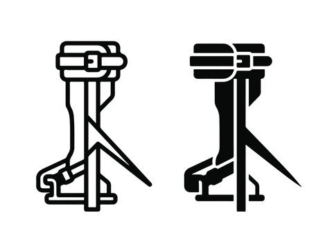 Tree Climbing Spikes Icon Set Lineworker Gaffs Arborist Equipment Vector