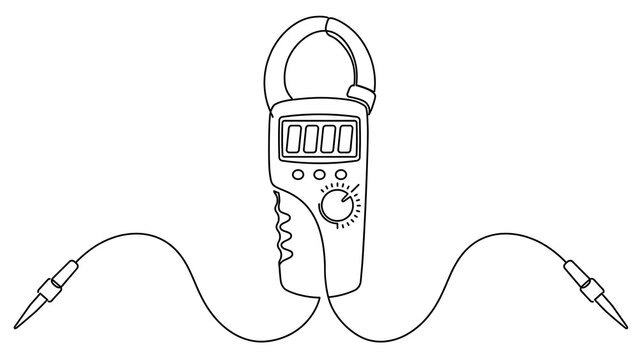 Digital multimeter with probes white background.