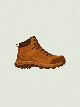Rugged Hiking Boot Outdoor Footwear Vector Illustration