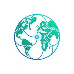 Obraz premium Abstract Global Network Connection Icon with Earth Globe and Interconnected Nodes representing Worldwide Communication and Technology