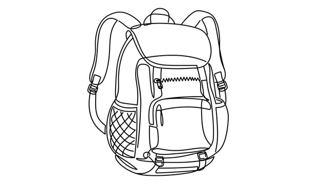 Detailed backpack sketch on white background.
