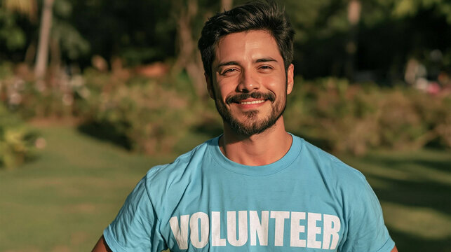 Man in Volunteer T-shirt