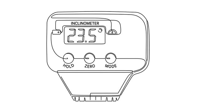 Digital inclinometer display on white background.