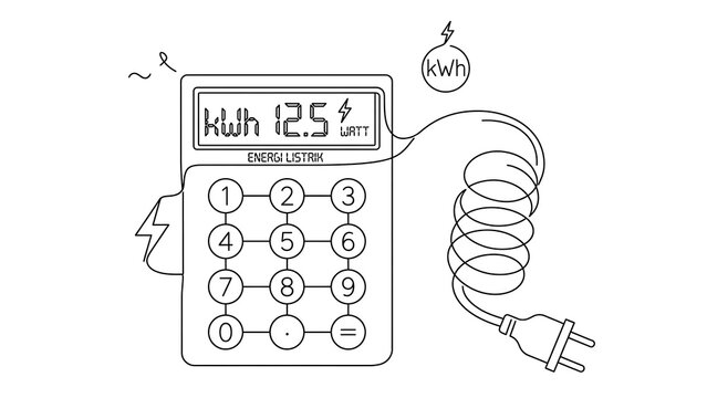 Electricity meter with cord on white background.