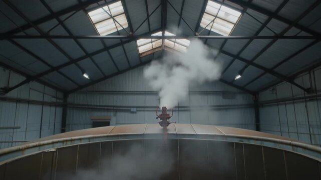 Anaerobic digester biogas dome interior with venting steam