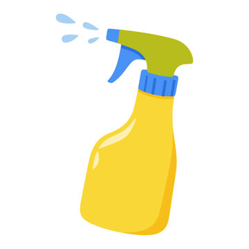 yellow water sprayer bottle gardening tool flat color vector illustration template design