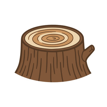 wooden log tree timber carpentry material woodworking resource flat color vector illustration template design
