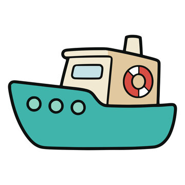 boat water transportation travel holiday vacation ocean ship flat color vector illustration template design