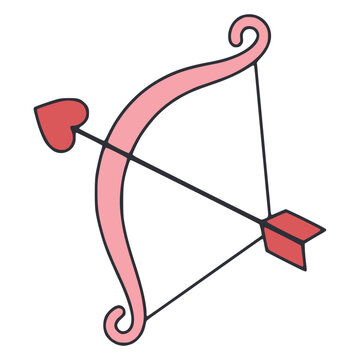 arrow bow cupid weapon love romance couple valentine symbol flat color vector illustration template design