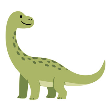 cartoon cute brachiosaurus wild animal ancient creature jurassic flat color vector illustration template design