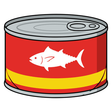 canned fish food packaging meal flat color vector illustration template design