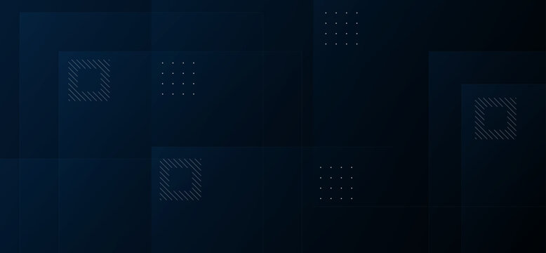 Clean dark blue abstract background featuring subtle geometric patterns. Includes square outlines and dot grids, creating a modern digital aesthetic for tech and business projects