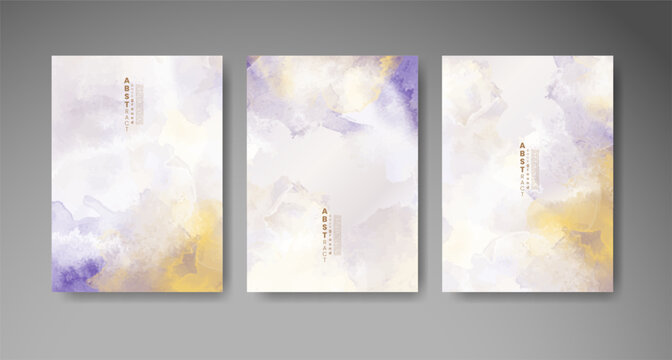 Set of colorful abstract cards with vibrant watercolor effects for postcards, greeting designs, invitations, and creative paper projects.