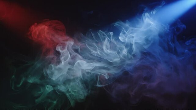 Cinematic Atmospheric Smoke and Fog Floating with Colorful Light Beam Background