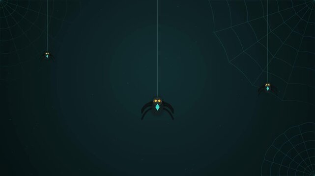 Minimalist Black Spider Swinging on a Silky Web Thread Halloween Motion Illustration