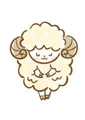 Fototapeta premium お辞儀をする可愛い羊のイラスト
