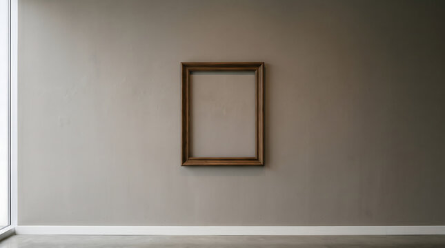 Empty picture frame on a neutral wall symbolizing identity loss and psychological uncertainty