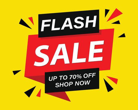 Flash sale up to seventy percent off shop now retail discount banner vector with shopping deal