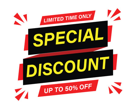 Special discount up to fifty percent off limited time only retail banner vector with sale promotion