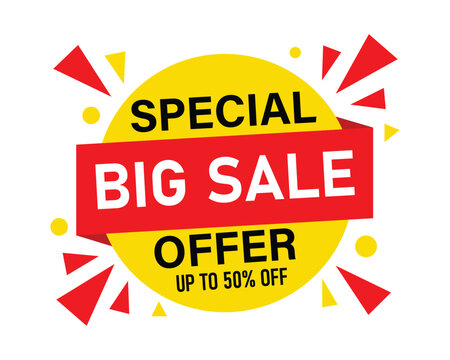 Special big sale offer banner template with up to fifty percent discount vector illustration