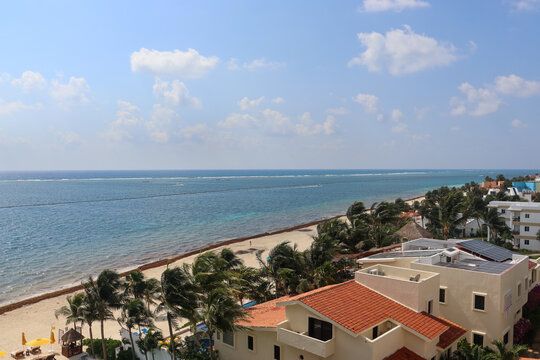 Puerto Morelos, Quintana Roo on March 27, 2025. The Riviera Maya Coastline and luxury resort hotels near Cancun.