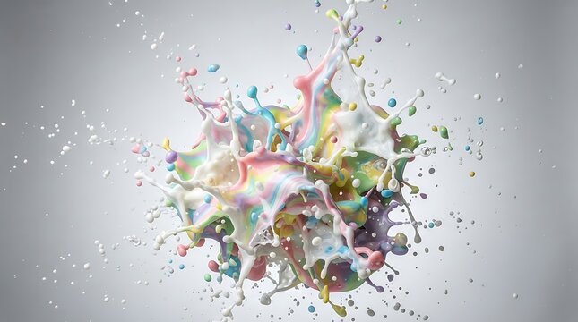 Pastel liquid paint splash exploding in a dynamic colorful artistic display