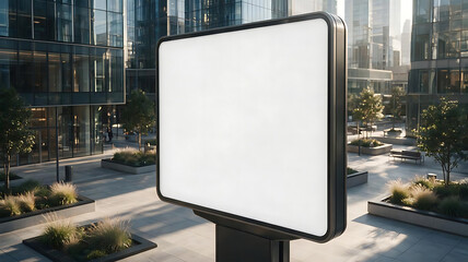 Fototapeta premium Business Outdoor Billboard Mockup with Glass Buildings