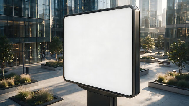 Business Outdoor Billboard Mockup with Glass Buildings