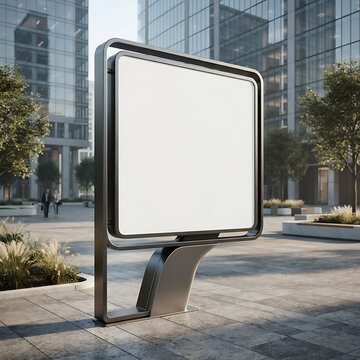 Urban Plaza Square Outdoor Advertising Billboard Mockup