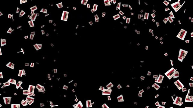 Vintage Cassette Tapes Animation Background, Endless, Loop, on Alpha Channel

