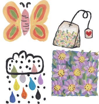 Nature and Weather Hand-Painted Elements Set