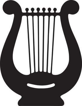 Black lyre musical instrument icon
