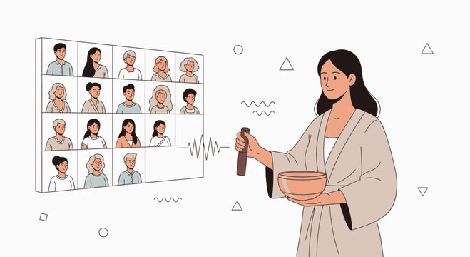 Online Sound Bath Meditation with Diverse Group Connecting Virtually