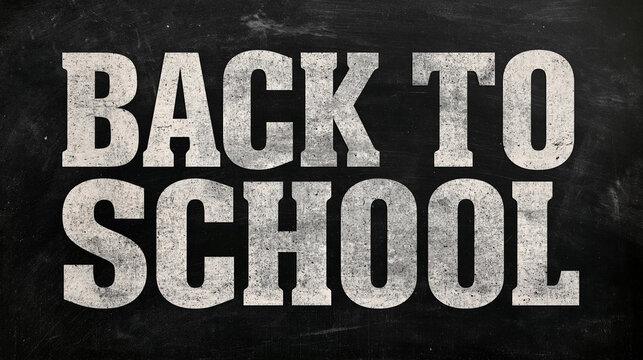 Back To School Grunge Text: A vintage-style text reads BACK TO SCHOOL in distressed, chalky white font against a dark, textured chalkboard background.