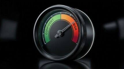 Naklejka premium Dynamic confidence meter visualizing betting risk assessment with indicators.