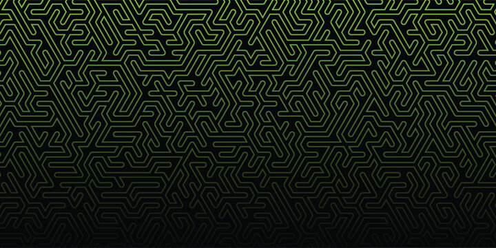 Creative Green Geometric Maze Pattern Background with Seamless Hexagonal Line Network and Futuristic Technology background. creative