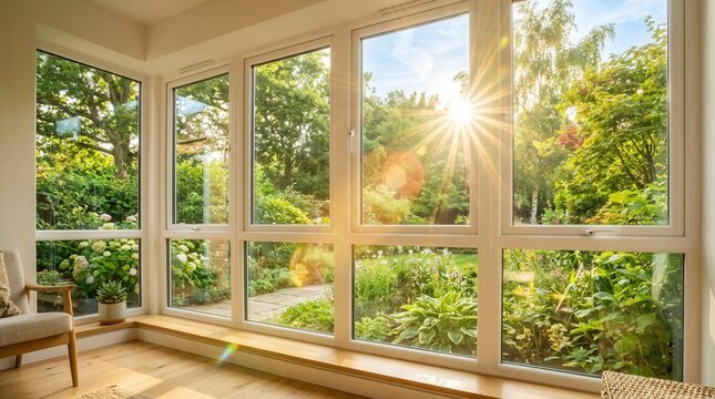 Large energy efficient windows allow abundant natural light to enter the room.