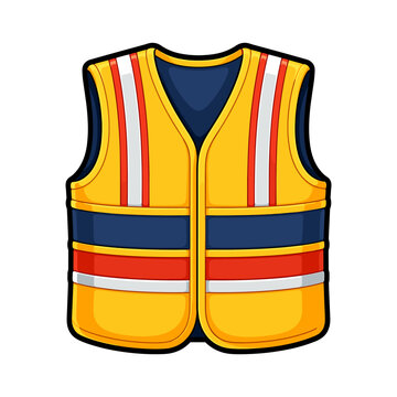 Illustration of reflective safety vest for construction workers, road crews and industrial workplaces