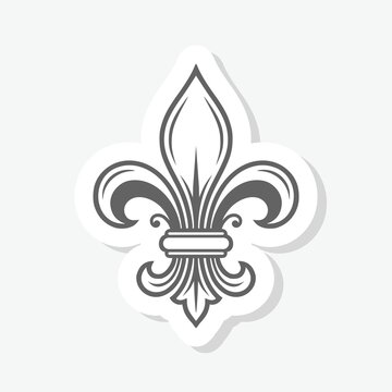 Fleur de lis sign icon sticker isolated on gray background
