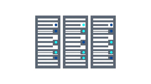 Abstract server rack graphic icon set isolated on white background
