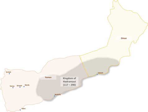 Historical Map of the Kingdom of Hadramaut (117&ndash;290 AD) in Ancient South Arabia